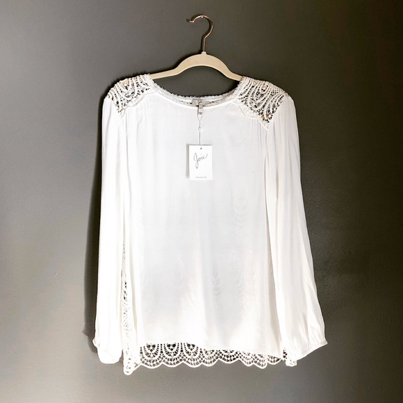 Joie Tops - Joie- Juanetta Long Sleeve White Crochet Blouse